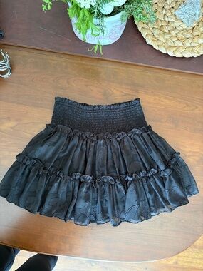 Women’s Black Ruffled Smocked Waist Skirt